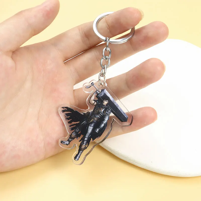 Japan Anime Game Acrylic Keychain Guts Griffith Figures Manga Double Sided Pendant Keyrings Fans Cosplay Bag Key Charm Souvenirs