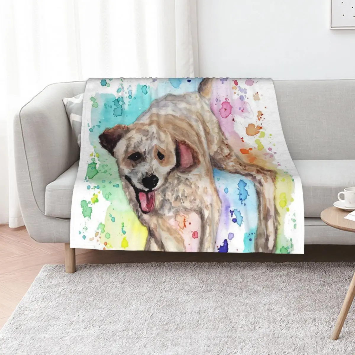 Watercolour Cavoodle Throw Blanket Stuffeds Thermal For Baby Flannel Fabric Luxury Brand Plush Blankets