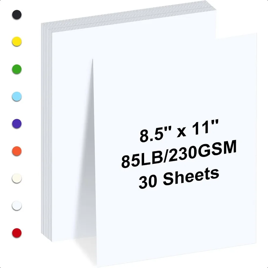 

White Cardstock 8.5" x 11 " 30 Sheets Cardstock Paper 85 lb 230 gsmBright White Card Stock for Printer Drawing Gift tags Invita
