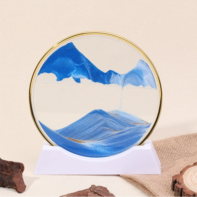 

3D Sandscape Moving Sand Art Picture Kinetic Quicksand Deep Sea Hourglass Dynamic Flowing Sand Painting Office Home Decor Gift