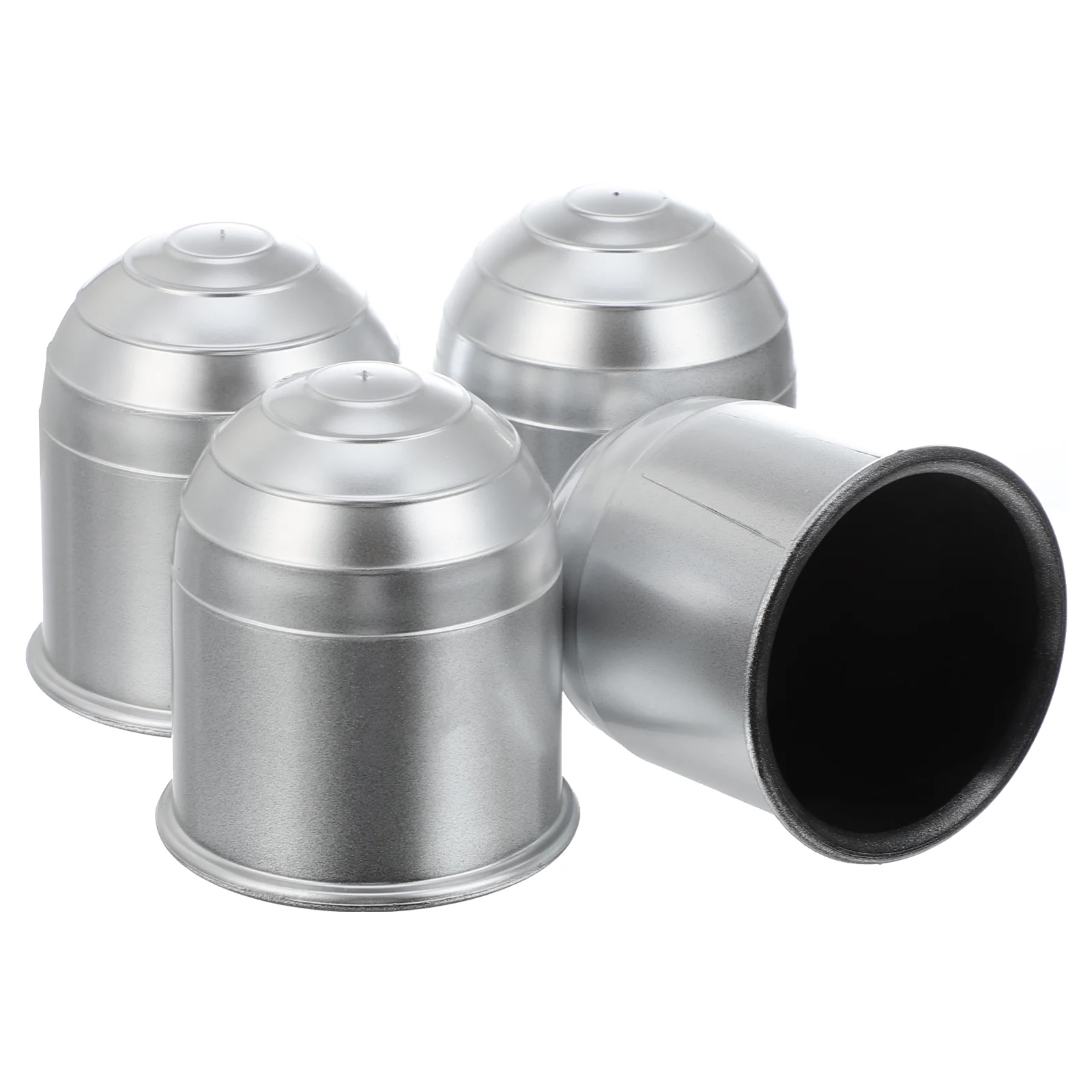 

4 Pcs Trailer Protective Cap Cover with Locking Ring Towing Hitch Universal Electronic Coupling Ball Head Silver Child