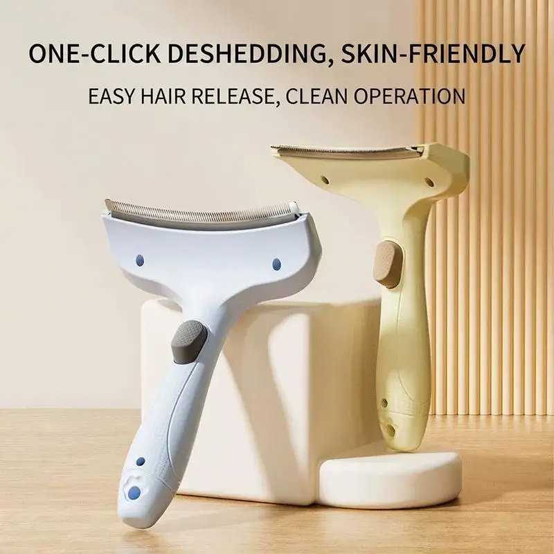 Professional Curved Pet Grooming Comb Universal Deshedding Brush: Dogs Cats Loose Undercoat Fur Removal