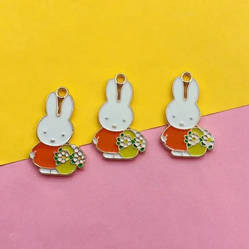 10pcs Enamel Charms Cute Rabbit Charms Pendant For Jewelry Making Findings DIY Handmade Earrings Bracelets Accessories