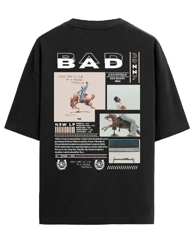 Bad Buuny 2026 Summer Two Side T Shirt Women Men Oversized Y2k Cotton Soft Hip Hop Streetwear Short Sleeve Female Male Clothing