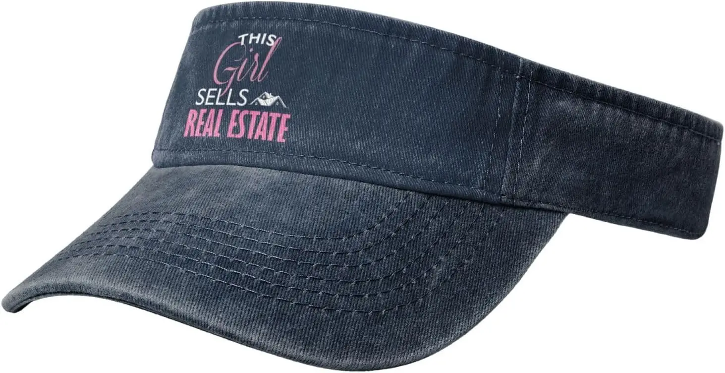 This Girl Sells Real Estate Sun Visor Hat for Women Golf Cap Men Sports Sun Visor Hats Running Visor Hat Black