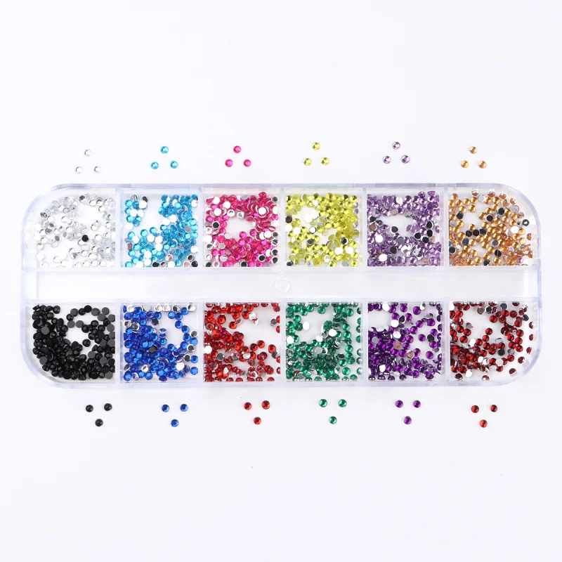 12 Gitter 3D Mini Bunte Nagelrhinesteine Elegante Rhombus-, Mond-, Stern-, Herz-, Blumen- und Mehrform-Flachsteine Nagelkunst-Dekoration – Detail 10