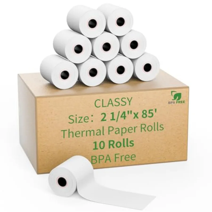 85' feet Thermal Receipt Paper, Cash Register Paper Rolls Fits for Most Credit Card Terminals