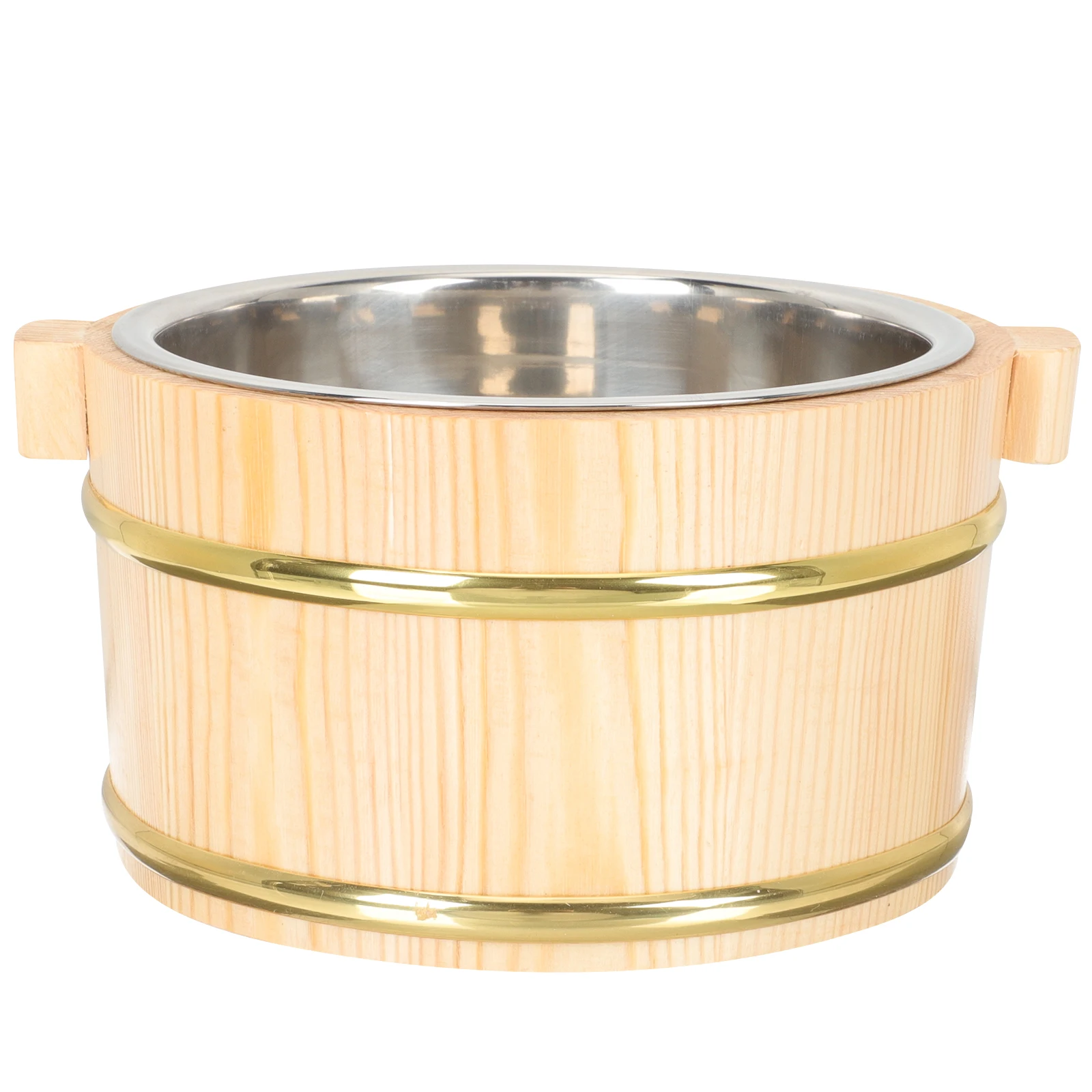 

1Pcs Stylish Wooden Rice Barrel Food Storage Bucket Sushi Bowl Salad Mixing Container Kitchen Accessory