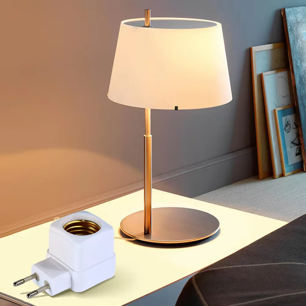 1Pcs Lamp Base Light Lamp Bulb Socket Base Holder E27 LED EU/US Plug Adapter ON/OFF Switch White Light Socket Light Adapter Plug