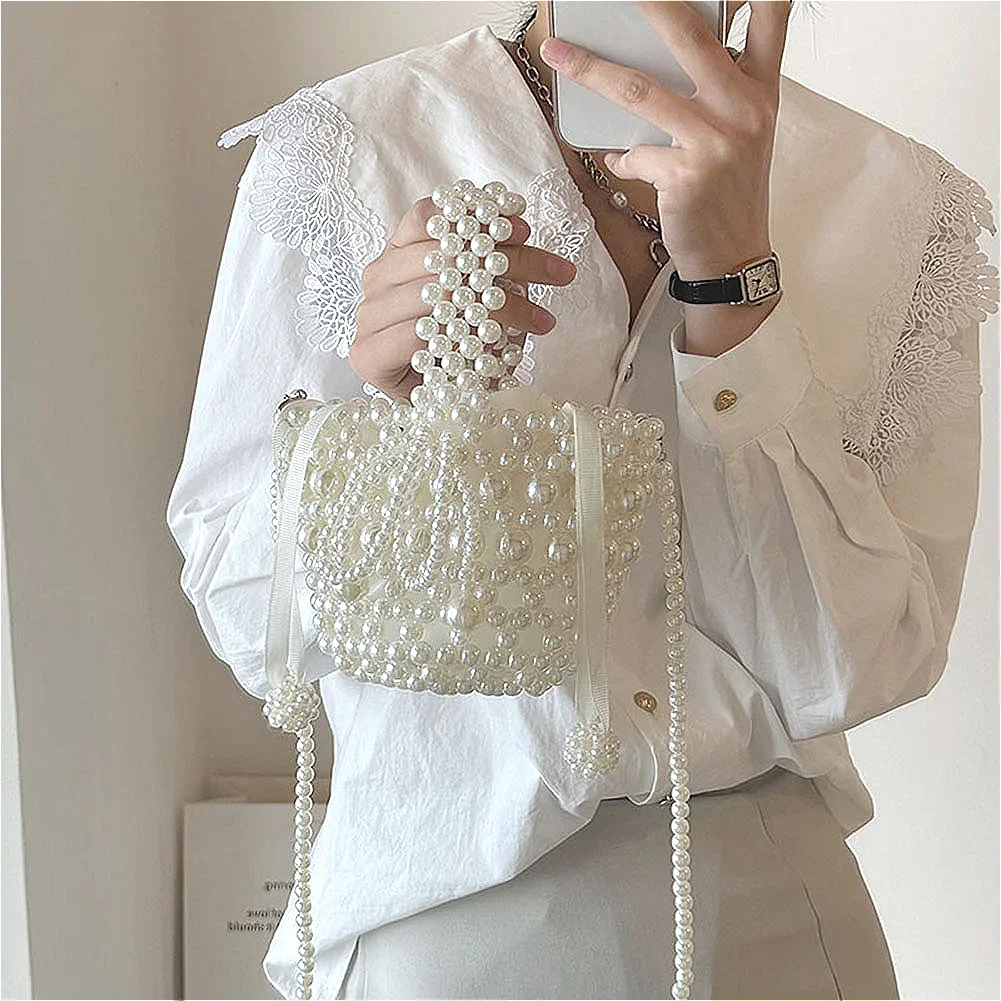 Lovely Womens Mini Pearl Bag Purses Banquet Wedding Party Handbags Female Clutch Bow Pearl Designer Mini Tote Bags Coin Pouch