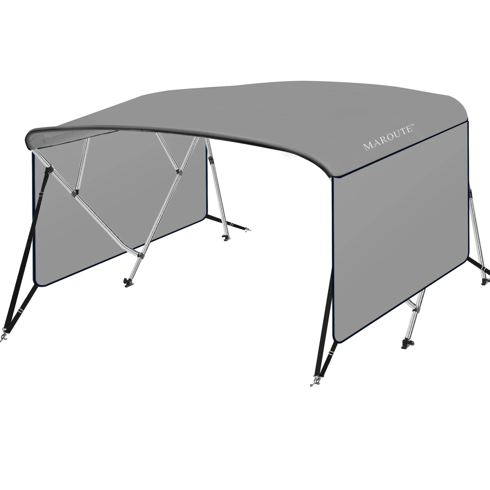 

4 Bow Bimini Tops for Boat, 8' L x 54" H x 73"-78" W Boat Canopy with Zippered Side Curtains, Pu Coating Canvas,Include Straps
