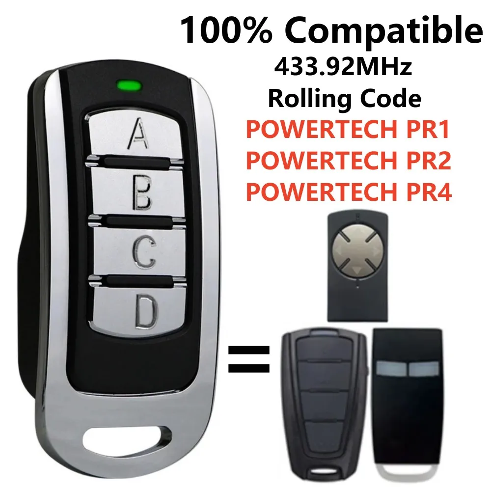 For Powertech 433.92MHz Remote Control  4-Channel Rolling Code Garage Door Remote Control Command