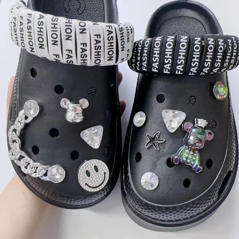 DIY 3D Diamond Dazzle Bear Shoe Charms Clogs Slides Sandals Garden Shoes Decorations Charm Set Accessories Kids Gifts