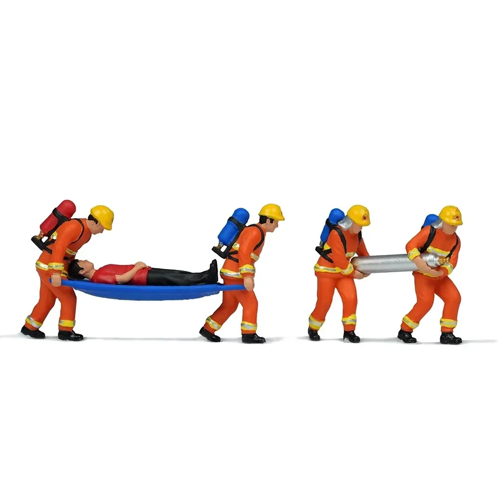 Figuras pintadas a escala HO, personas de pie, poses surtidas, personal de rescate de bomberos, figuras en miniatura, figuras de movimiento, 1:87