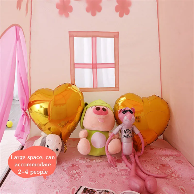 Przenośny namiot dla dzieci kryty gry na świeżym powietrzu ogród składany zamek księżniczki mały domek dla dziewczynki zabawka namioty do zabawy 5M lampa gwiezdna