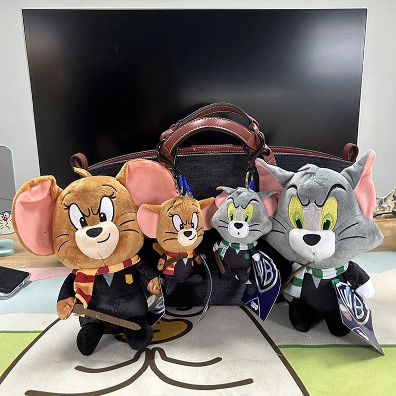 워너 100주년 톰과 제리 봉제 인형 코스프레 해리 포터 톰은 더 작은 키체인 디자인 박제 동물 인형을 차려 입었습니다.