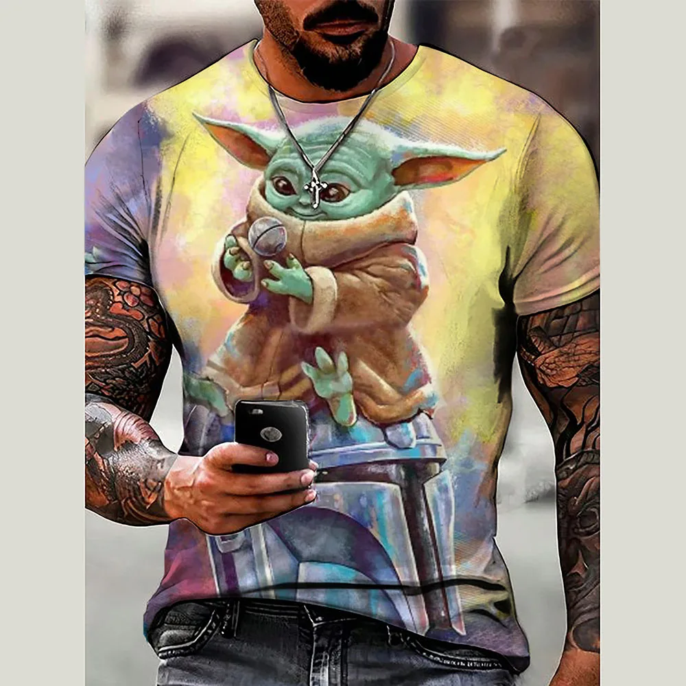 Disney Vintage T-Shirt For Men Marvel Yoda Baby 3D Printed Casual Round Neck Shirt Quick-Drying Exquisite Oversized Men's Boy