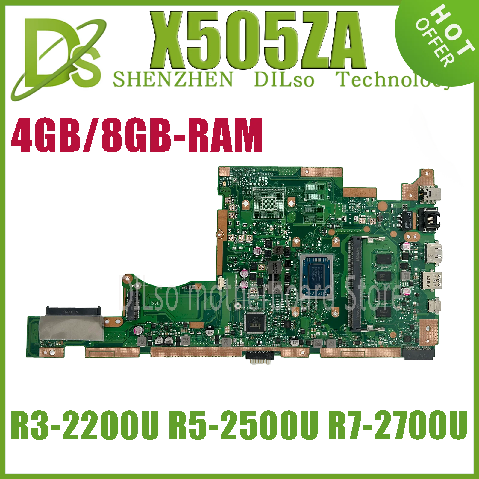 

KEFU X505ZA Mainboard For ASUS RX505Z A580Z A505Z X505Z Laptop Motherboard W/R3-2200U R5-2500U R7-2700U 4GB/8GB-RAM 100% Working