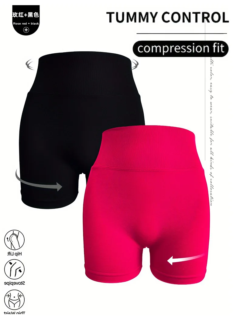 Damen Sommer V-Taille Yoga-Shorts Modische und Sexy Laufhose Fitness-Hose Hochelastische Hüftliftende Sportshorts – Detail 17