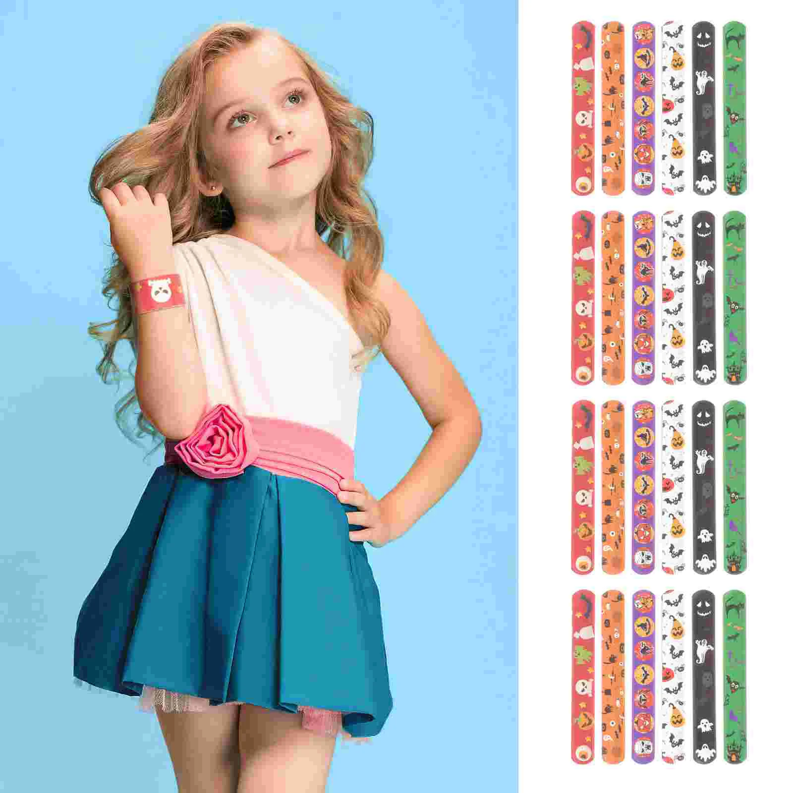 48 Pcs Halloween Ring Children Bracelet Toy Boys Slap Bracelets Bands Wrist Wristband Party Wristbands Girls Lovers