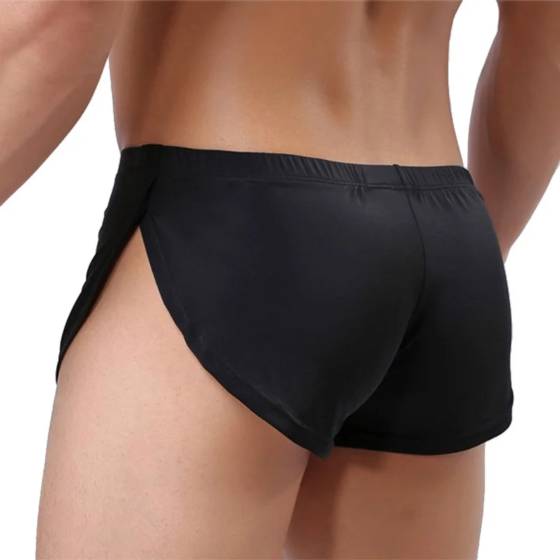 Male Panties Underwear Boxers Breathable Men Boxer Pajamas Side Split Solid Underpants Cueca Homem Comfortable Shorts Sleepwear