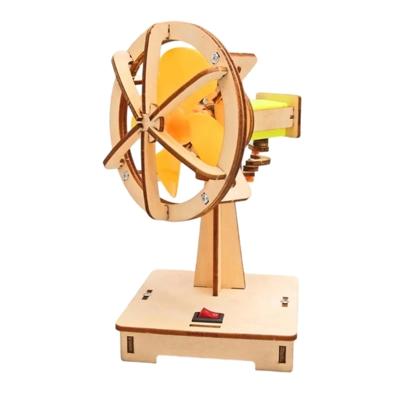 W89C Childrens Science Experiment Set With Wooden Electric Oscillating Fan for Physics Learning and Cognitive Development