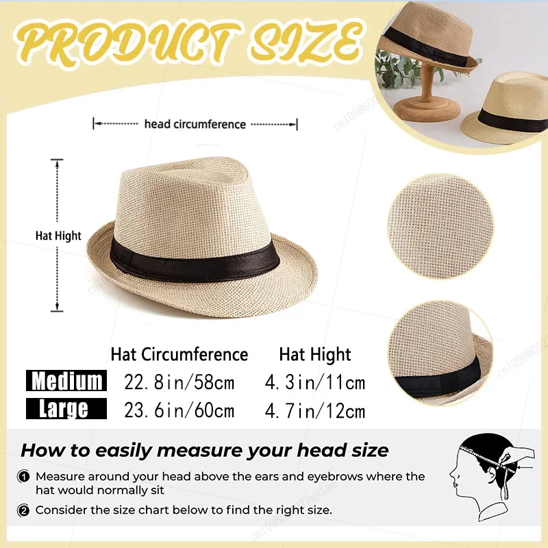 6-48 Pack Wedding Straw Fedora Hat Bulk for Men Women Panama Wedding Party Hat for Guest Trilby Short Brim Hats Birthday Favors