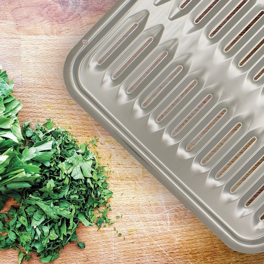 مقلاة شواء كروم شديدة التحمل، قاعدة من البورسلين الأسود، مقلاة لاحم كاملة الحجم، فرن غير لاصق، آمنة وسهلة التنظيف، أداة طبخ متينة