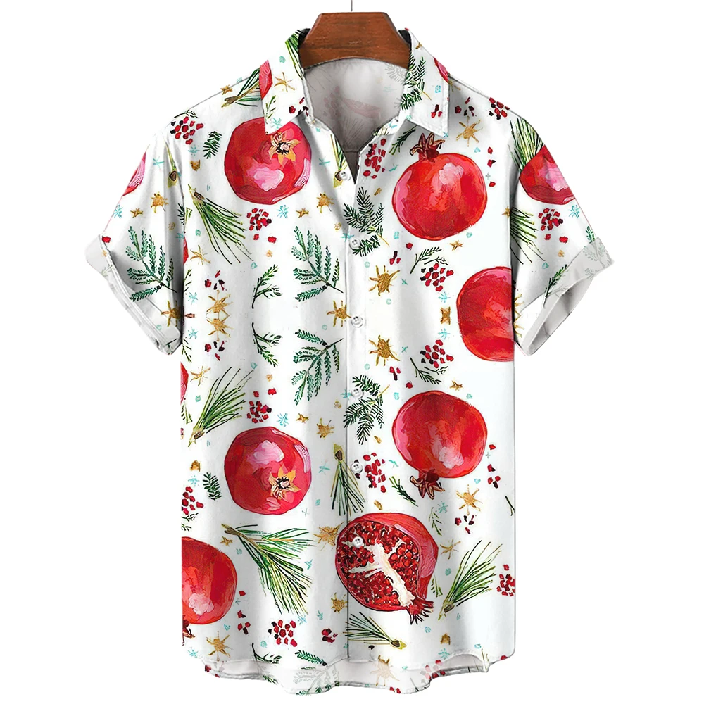 

Summer Shirt For Men'S Pomegranate Flower Pattern Spain 3d Print Tropical Casual Tee Outdoor Streetwear Clothing Oversized Tops