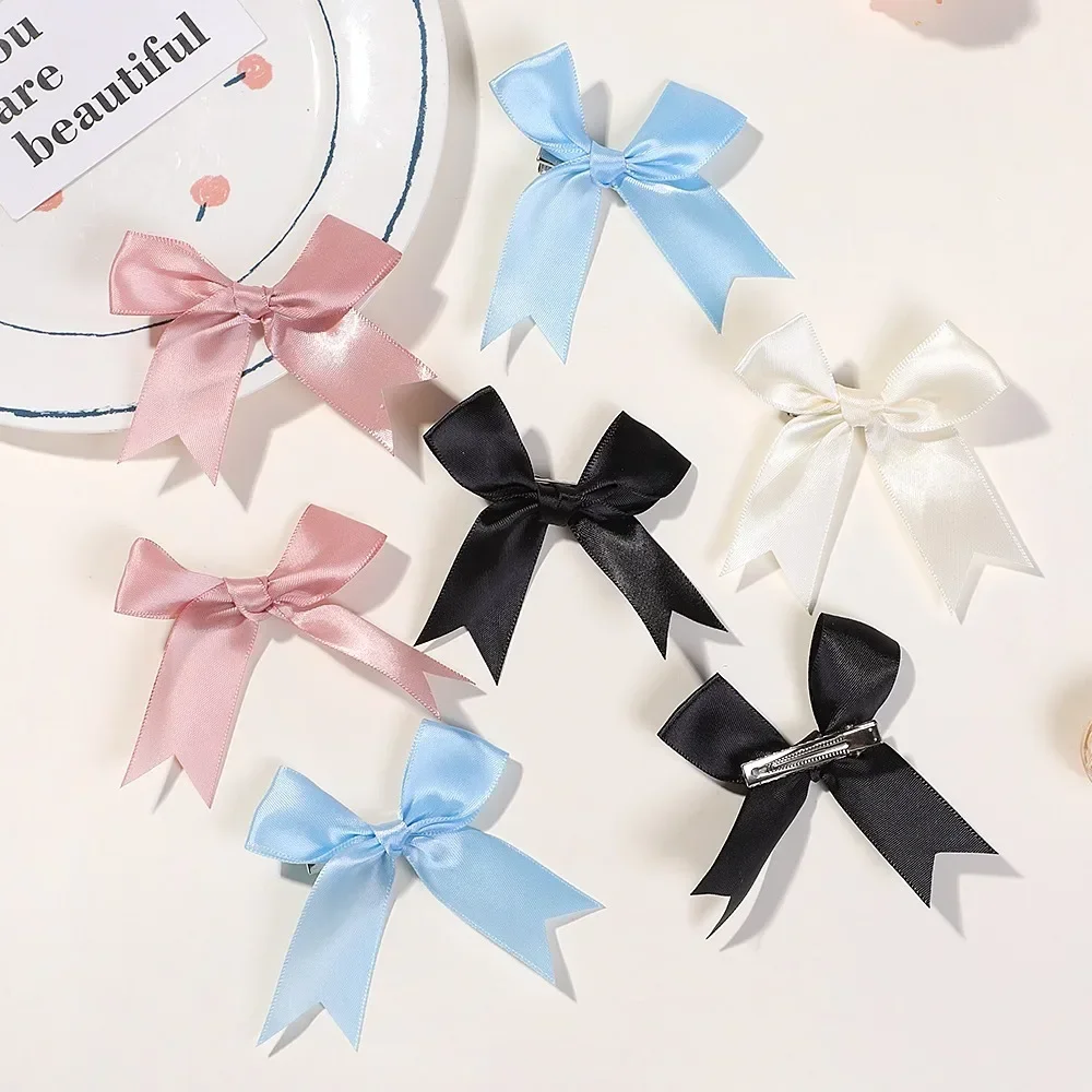 5Pcs/lot Y2K Bowknot Hair Clips Sweet Hair Accessories Fairy Bow Hairpin Headwear Mini Ribbon Barrette Girls Bow Headwear INS