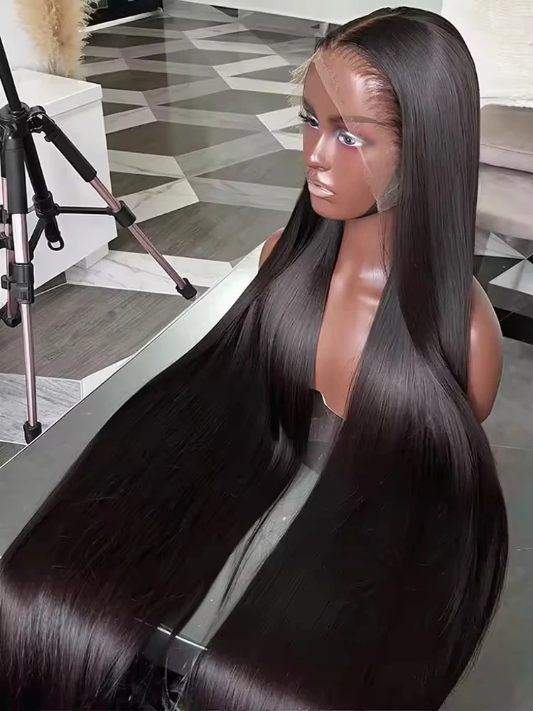

300% High Density Bone Straight 13x6 13x4 Lace Frontal Wig Brazilian 40 46Inch Transparent HD 360 Full Human Hair Wigs For Women