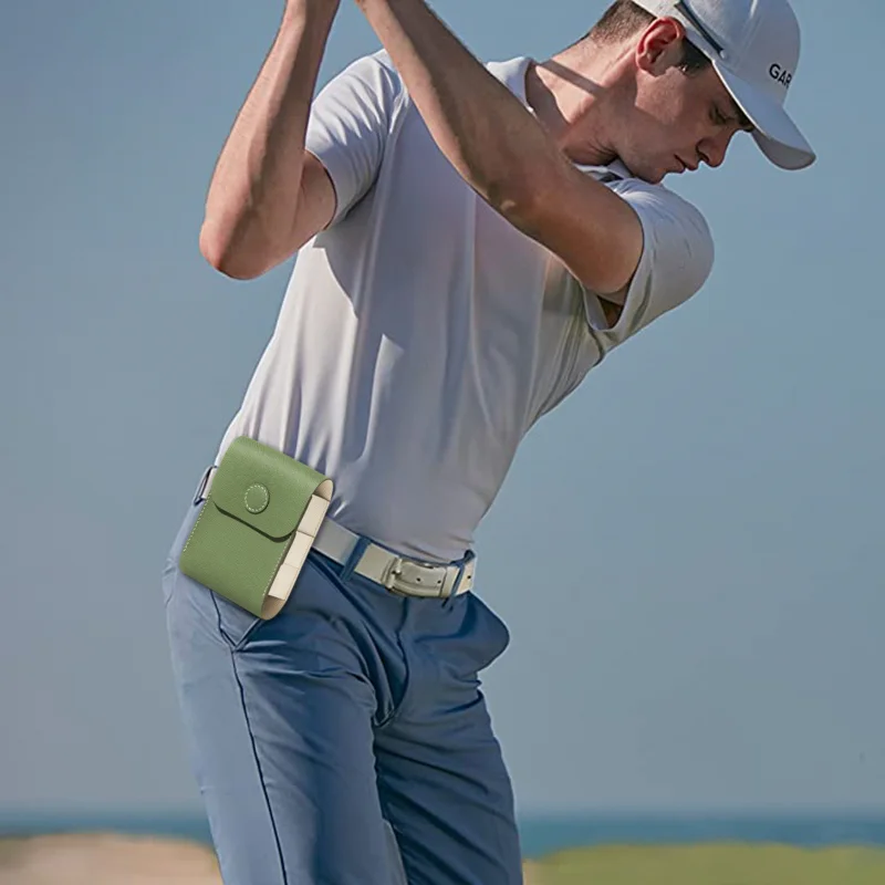 Bolsa de almacenamiento portátil para pelotas de Golf, contenedor de bolsillo con hebilla de Metal, portador de cintura de cuero