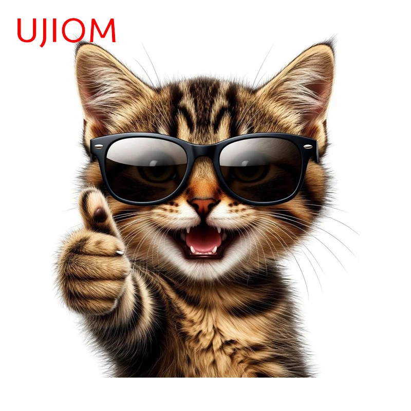 UJIOM Cat Meme Mirror Wall Stickers Fashionable Artistic Bookshelf Bedroom Decals Unique Waterproof Adhesive Wallpapers Decor