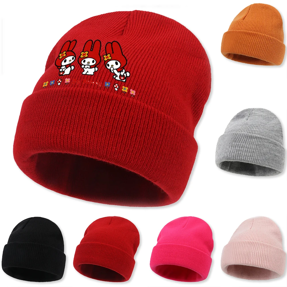 My Melody Winter Hat Beanie Knitted Skull Caps Children Adult Warm Solid Cover Head Cap For Outdoor Camping Traveling Cap