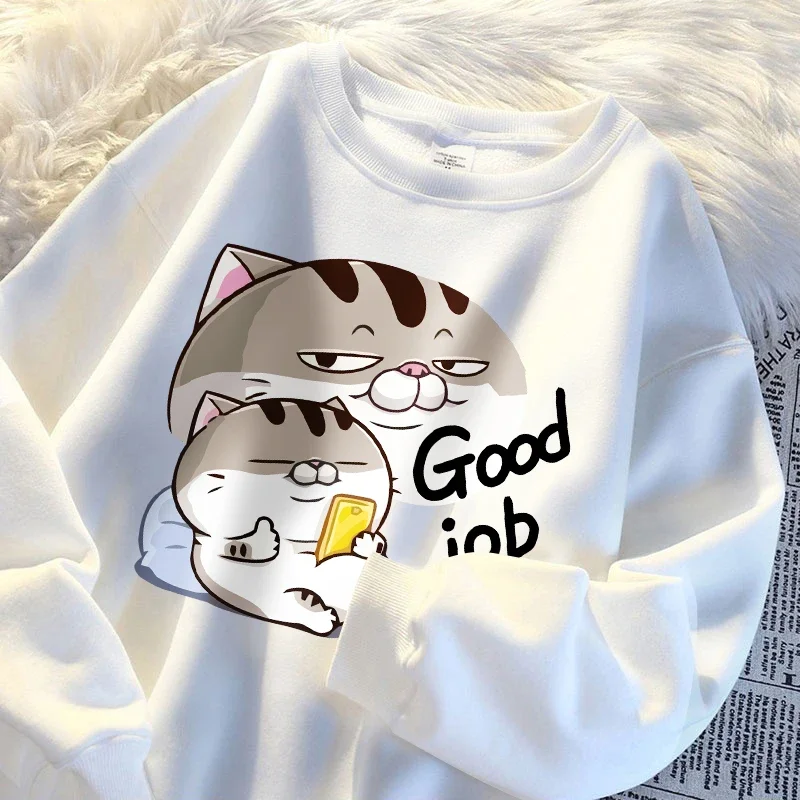 Fat CAT'S ideal good job men sweatshirt fashion loose sudadera autumn fleece warm Camisa casual crewneck male clothes