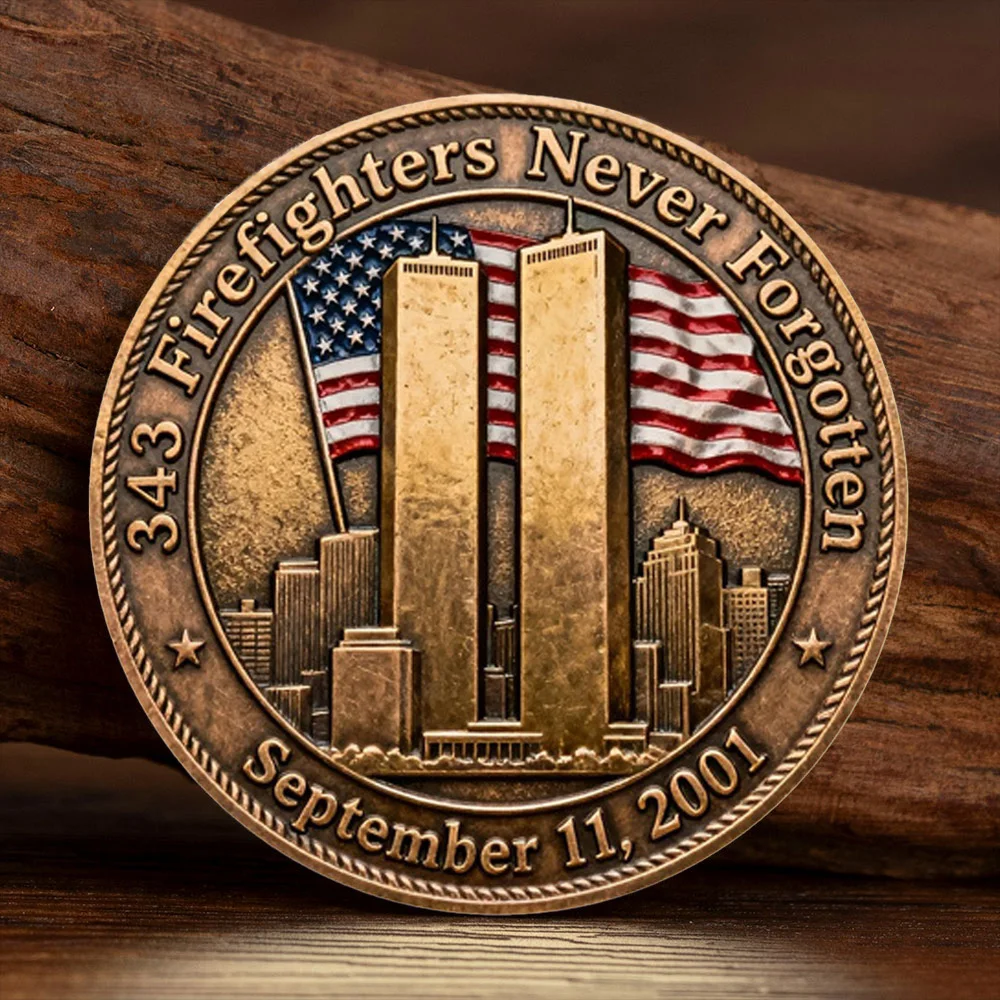 United We Stand Honor The Brave Bronze Plated Collection Coin 343 Firefighter Never Forgotten September 11,2001 Souvenir Coin