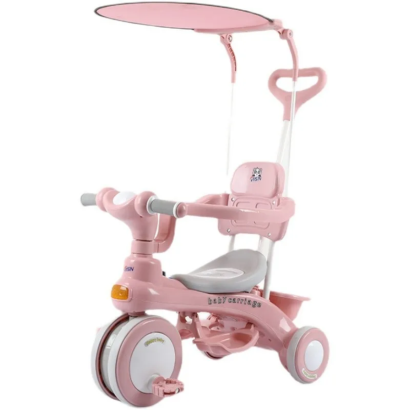 Child Tricycle 1-3-6-Year-Old Baby Trike 3 Wheelbarrow Outdoor Popular Kids Push Walker Three-wheel Scooter with Music Lighting