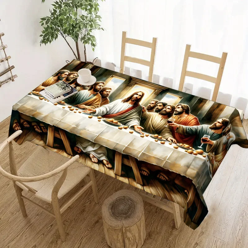 Jesus Last Supper Tablecloth Waterproof Decorative Table Cover for Dining Room Home Decor