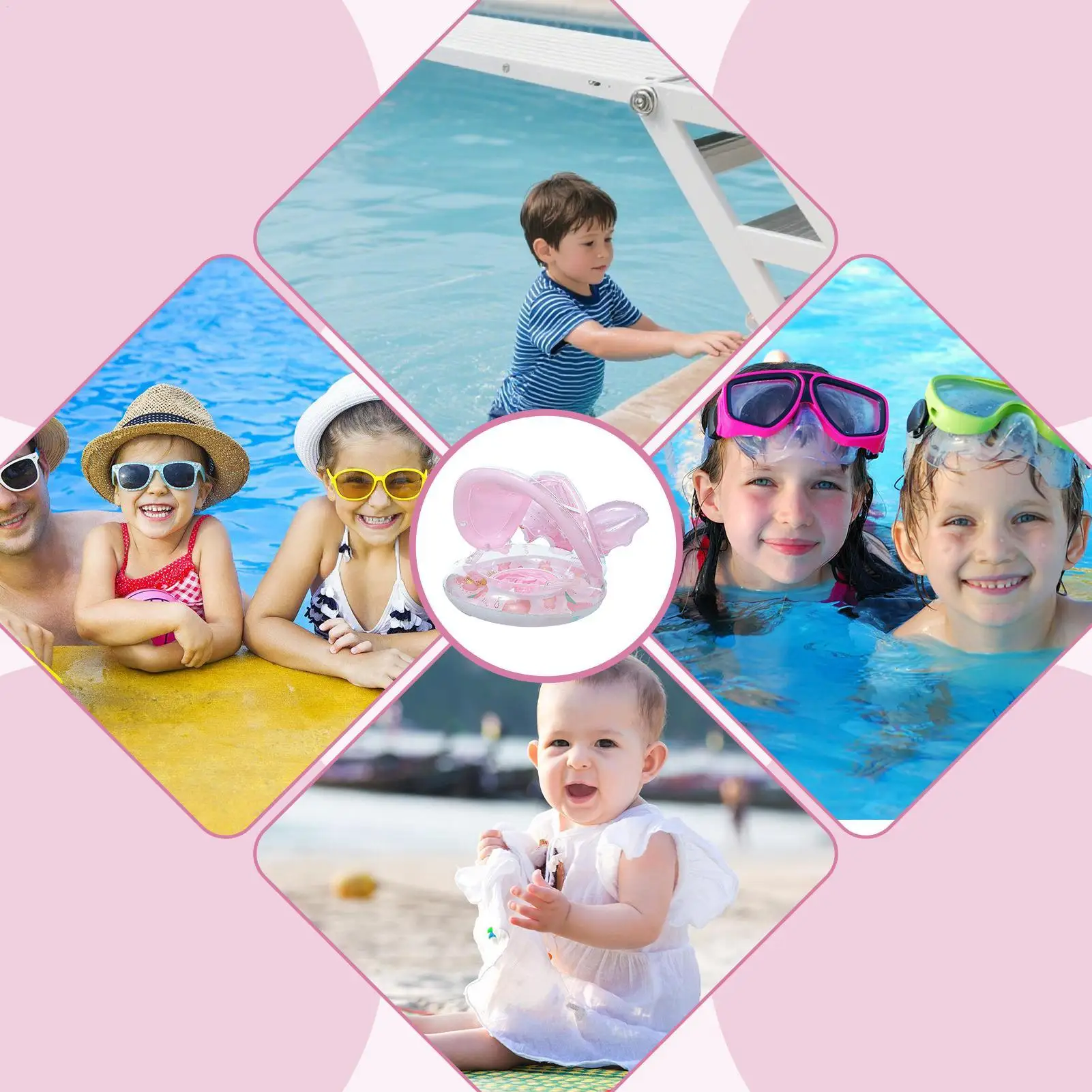 

Floats For Kids Sun Protection Floating Seat Play Swimming Pool Floats With Sunshade For Summer Lake River Party Camping Travel