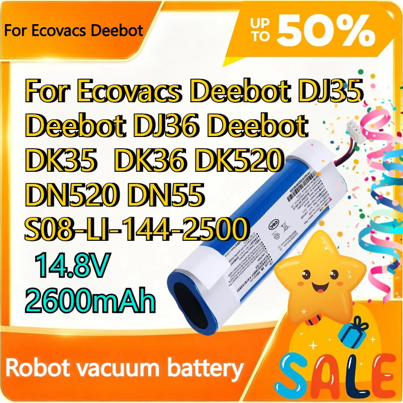 For Ecovacs Deebot DJ35 Deebot DJ36 Deebot DK35  DK36 DK520 DN520 DN55 S08-LI-144-2500 2600mAh High Quality Replaceable Battery