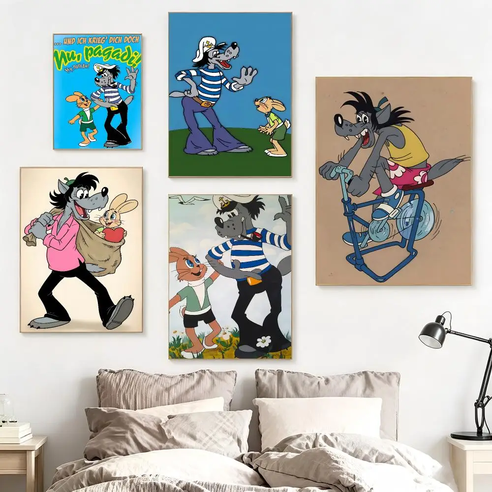 Cartoon Nu Pogodi Poster impermeable para el hogar sala de estar dormitorio bar decoracion estetica