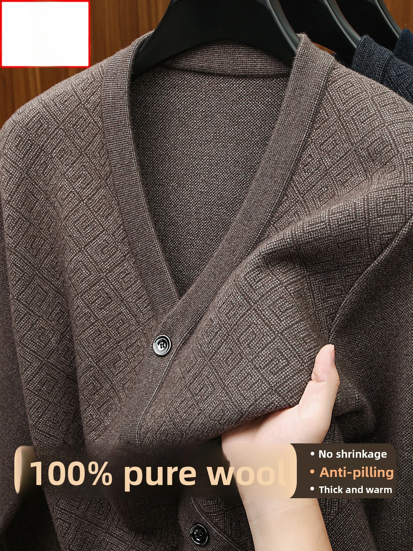 

Мужской шерстяной кардиган Pierre Cardin: повседневный зимний модный свитер с V-образным вырезом, дышащий, теплый, комфортный, вязаный