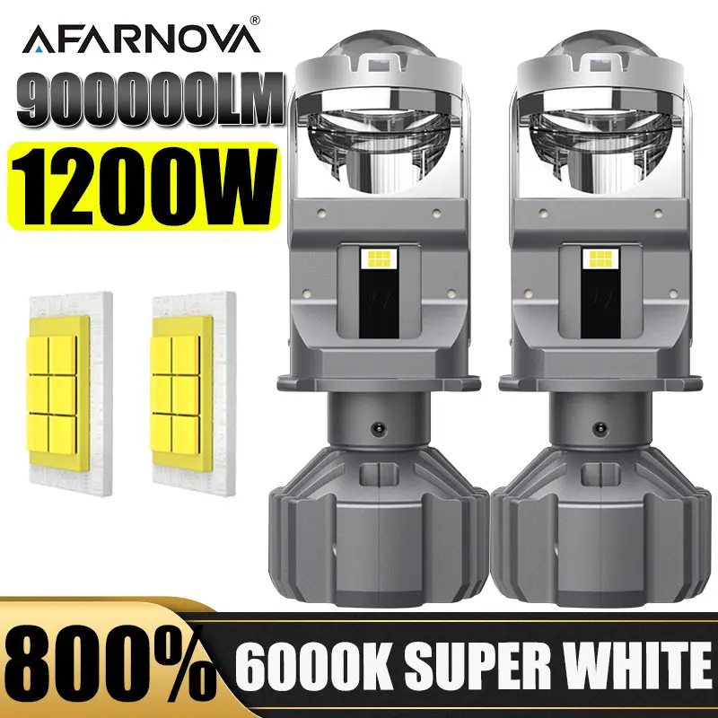 

2PC H4/9003/HB2 Led Lens 1:1 Wireless Led Projector Car Headlight Plug&Play Mini Lens H7 Projector Fog Light LHD 6000K White