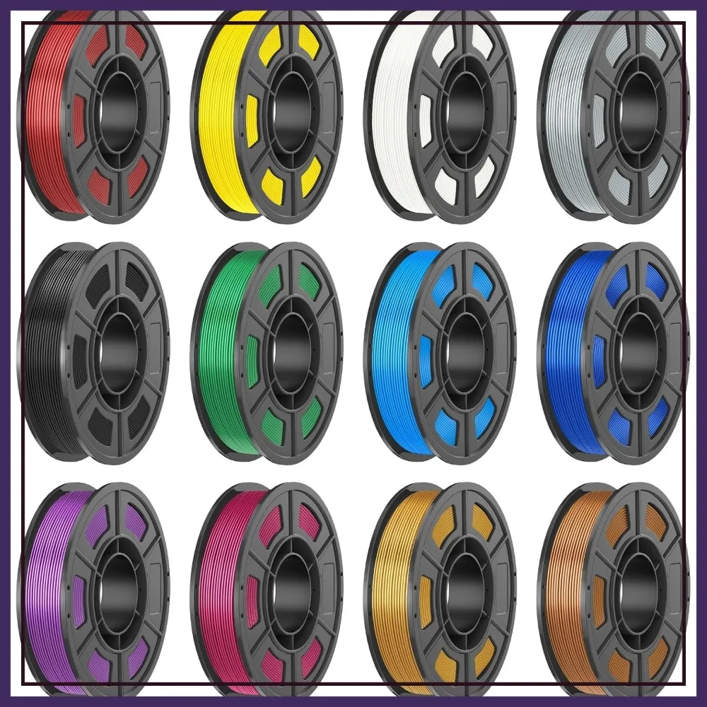 

3D Printer Filament Bundle, Silk PLA 1.75mm, 12 Colors 250g Each, Total 3kg, High Flow, Fits FDM Printers & 3D Pens