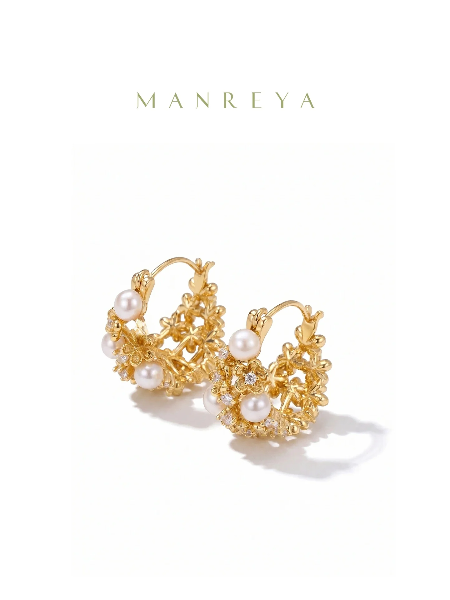 manreya-original-design-pearl-earrings-women's-flashing-flower-gold-embedded-fashion-jewelry-pearl-material-friend-gift