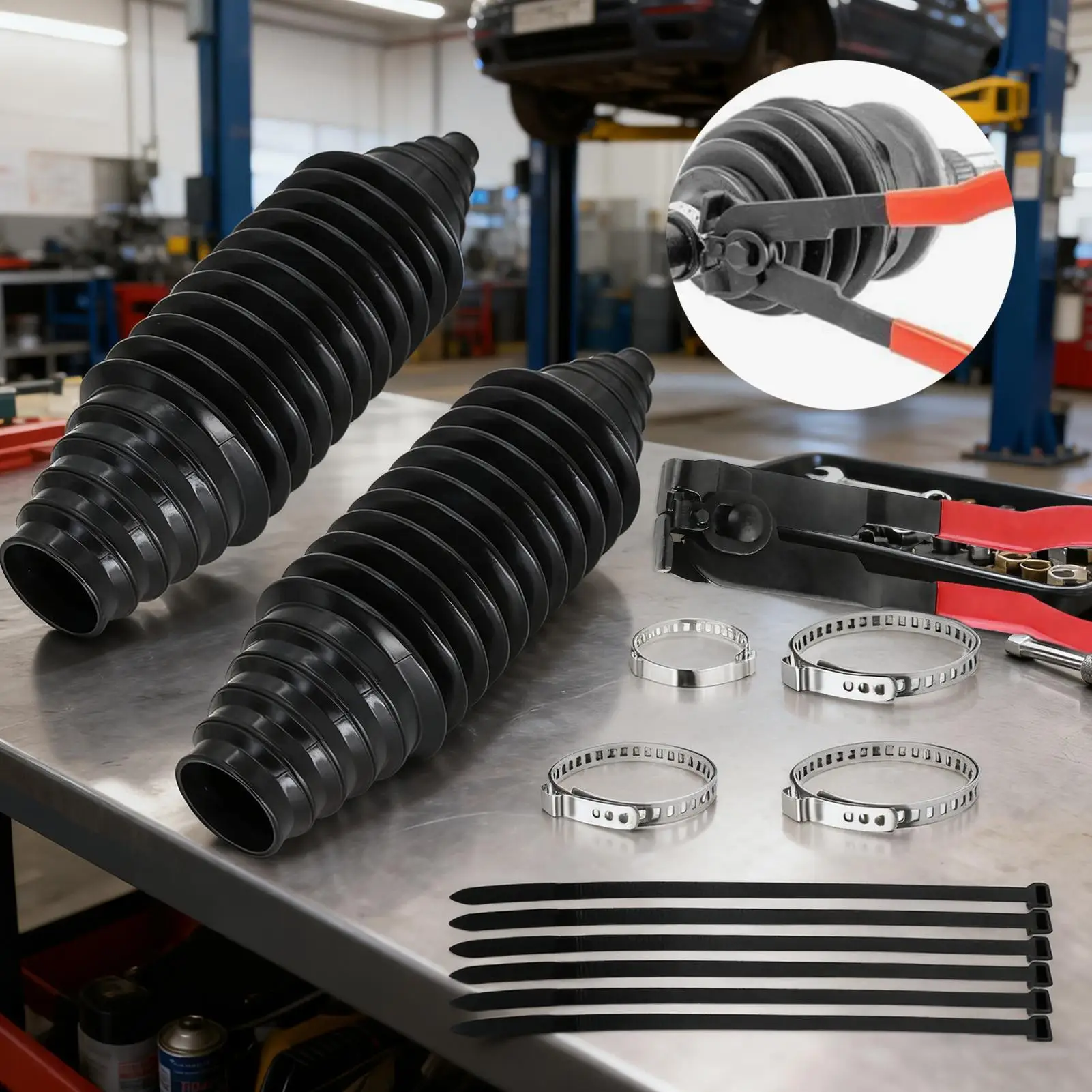 Kit de inicialização de cremalheira de direção de carro, 2 peças, à prova de poeira, universal, suprimentos automotivos, cremalheira de direção, capa contra poeira para suv, rv, veículo, inverno frio