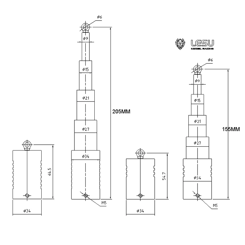 LESU Metal układ hydrauliczny 155MM pompa cylindra olejowego ESC zbiornik do Tamiyaya 1/14 RC wywrotka zabawki zdalnie sterowane Th13460-SMT3