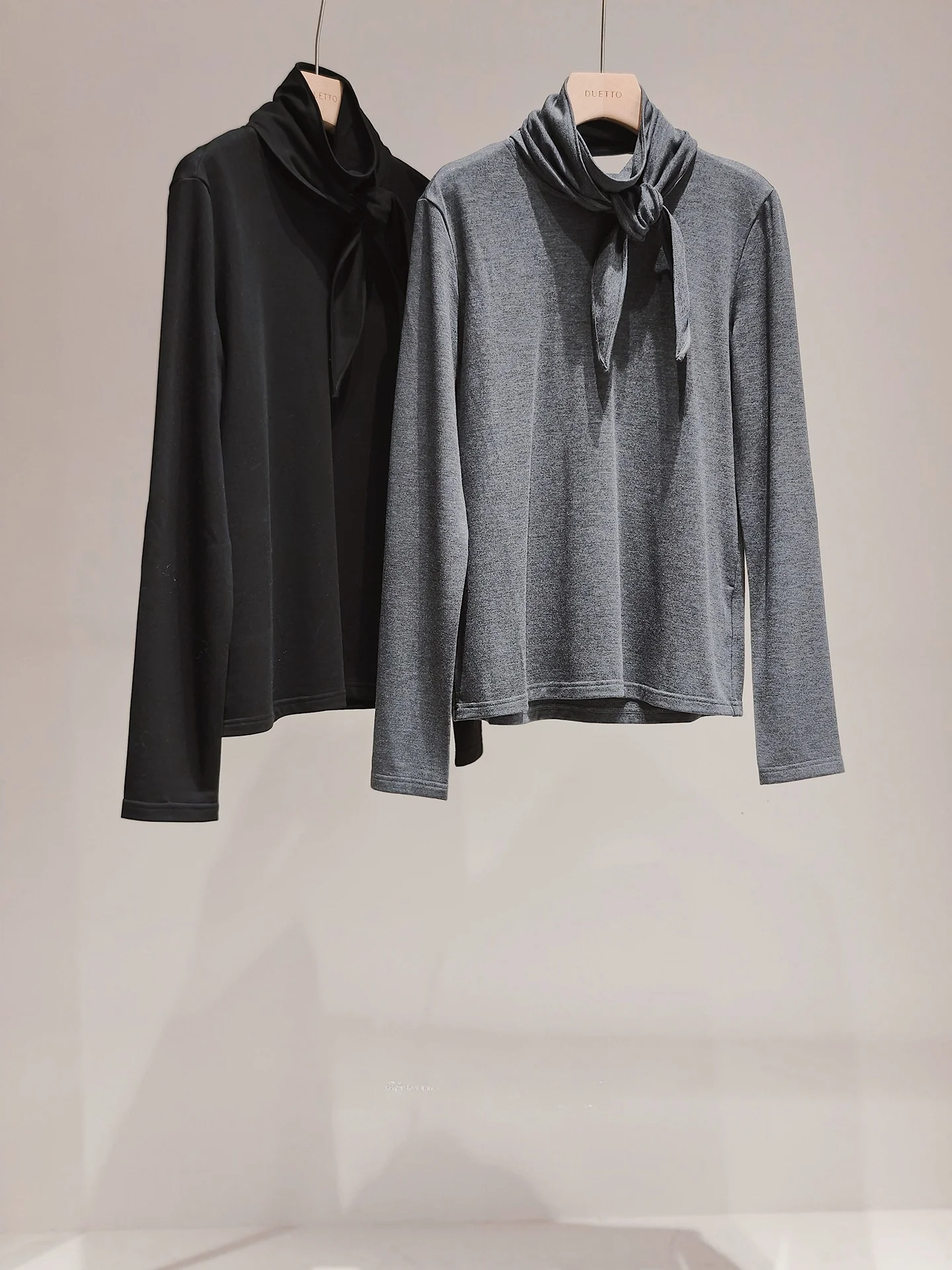 

Ele Knitted Wool Blend Modal Copper Ammonia Silk Long Sve irt Women's Soft Stretchy Slim Fit Base Layer Netie Top