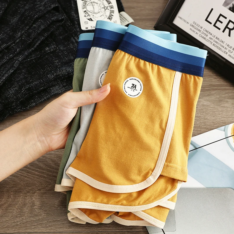 3 упаковки мужского нижнего белья, мужские боксеры, молодежные спортивные шорты, дышащие хлопковые модные боксеры, индивидуальные мужские трусы, трусы