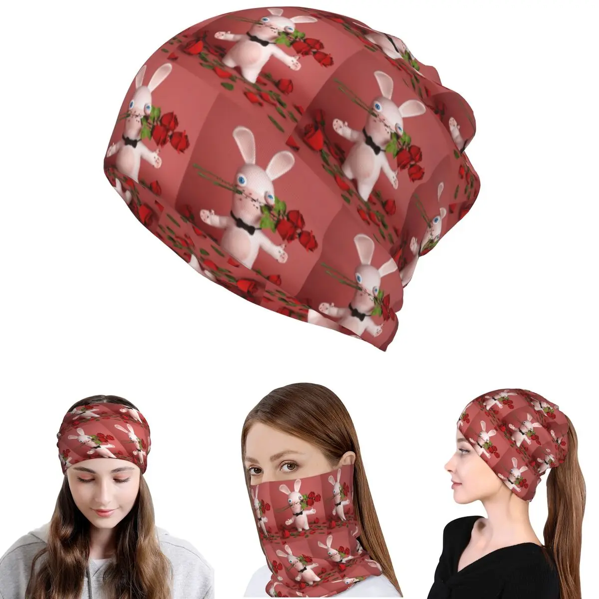 

Raving Rabbits St-Valentin Bandana Neck Gaiter Wrap Scarf Multi-use Face Mask Beanies Hat Unisex Adult Breathable